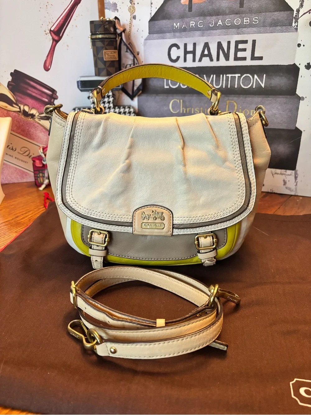Coach Poppy Colorblock Leather Satchel Crossbody 22269